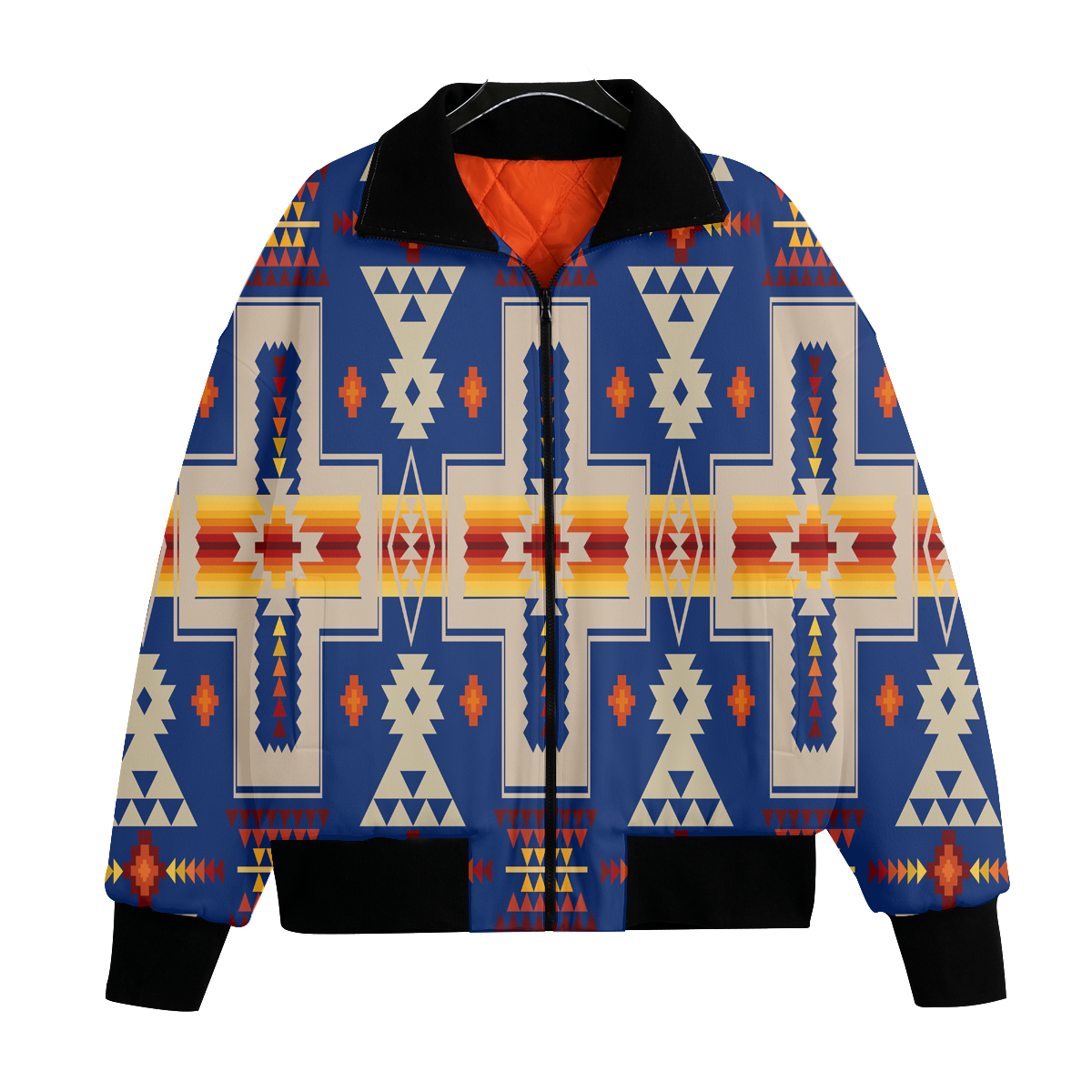 Powwow StoreGBNAT0006204 Pattern Native American Unisex Knitted Fleece Lapel Outwear