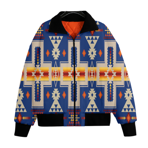 GB-NAT00062-04 Pattern Native American Unisex Knitted Fleece Lapel Outwear