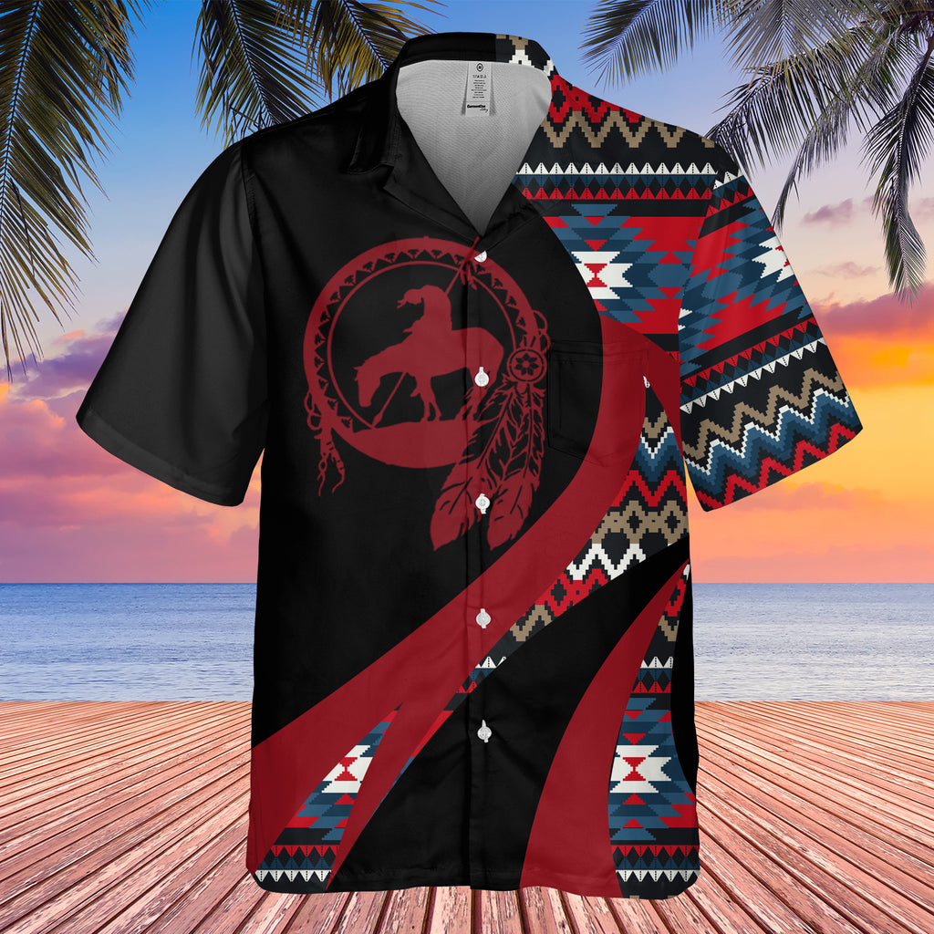 Powwow StoreGBHW000952 Tribe Design Native American Hawaiian Shirt 3D