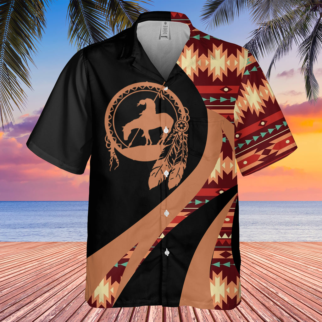 Powwow StoreGBHW000959 Tribe Design Native American Hawaiian Shirt 3D