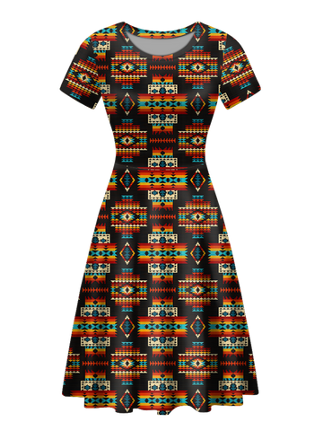 GB-NAT00402 Native Tribes Pattern Round Neck Dress