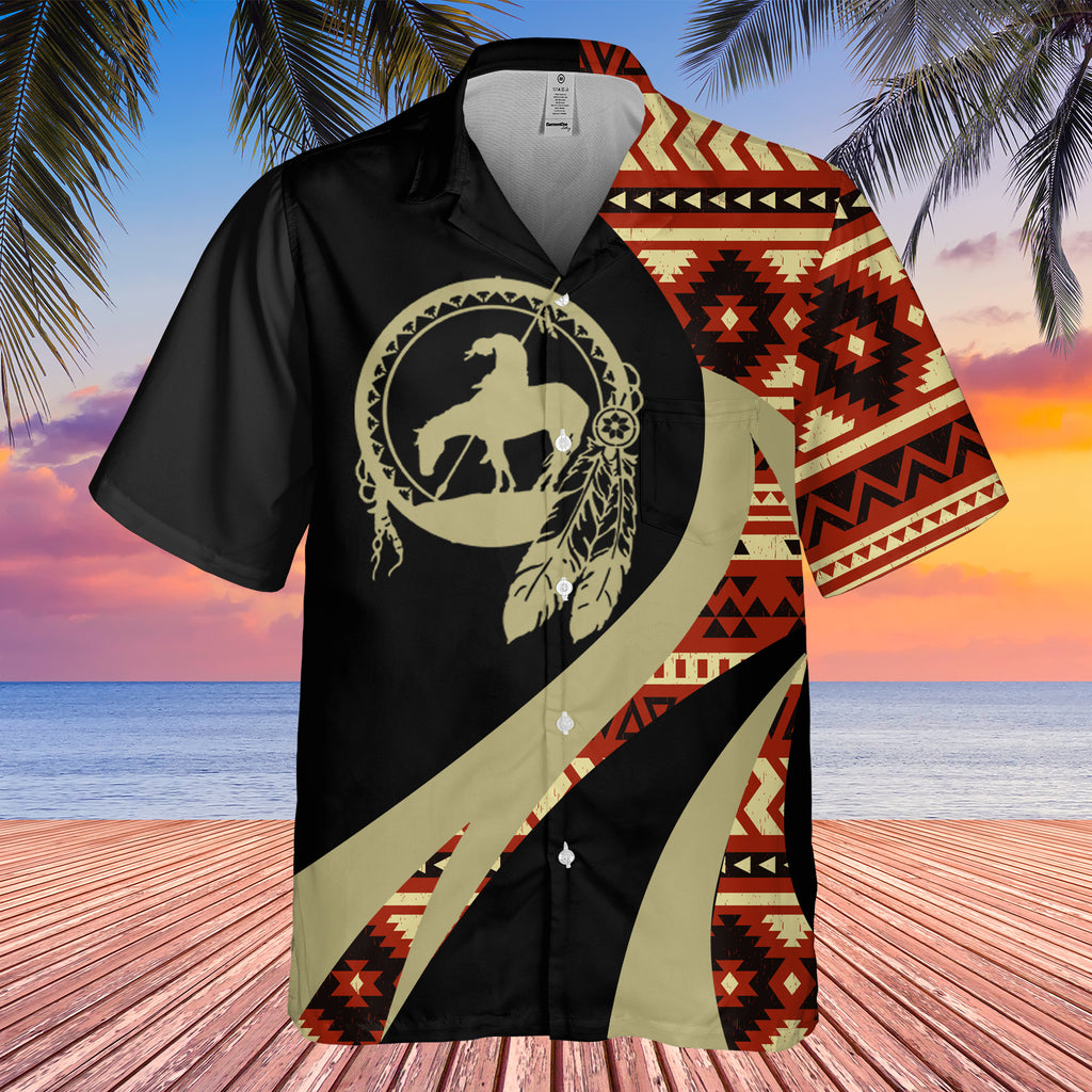 Powwow StoreGBHW000963 Tribe Design Native American Hawaiian Shirt 3D