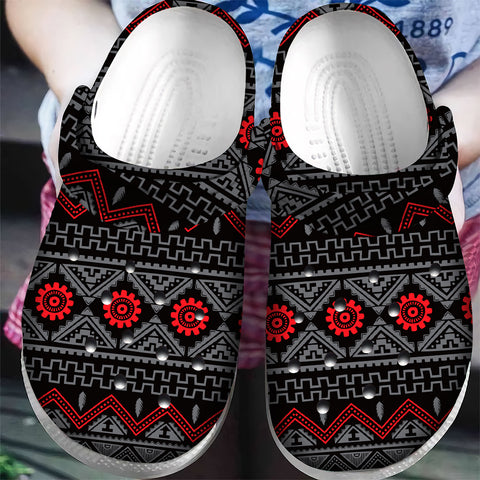 GB-NAT00595 Pattern Native American  Crocs Clogs Shoes