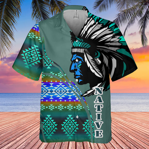 Powwow StoreGBHW000221 Tribe Design Native American Hawaiian Shirt 3D