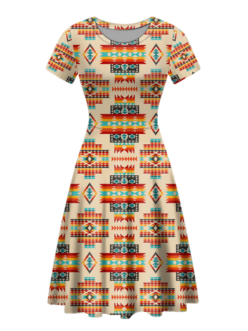 GB-NAT00402-03 Native Tribes Pattern Round Neck Dress