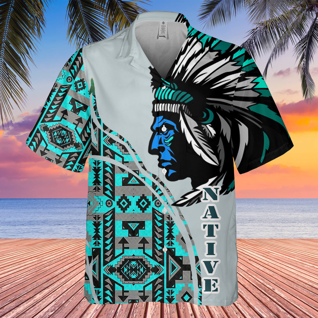 Powwow StoreGBHW000220 Tribe Design Native American Hawaiian Shirt 3D