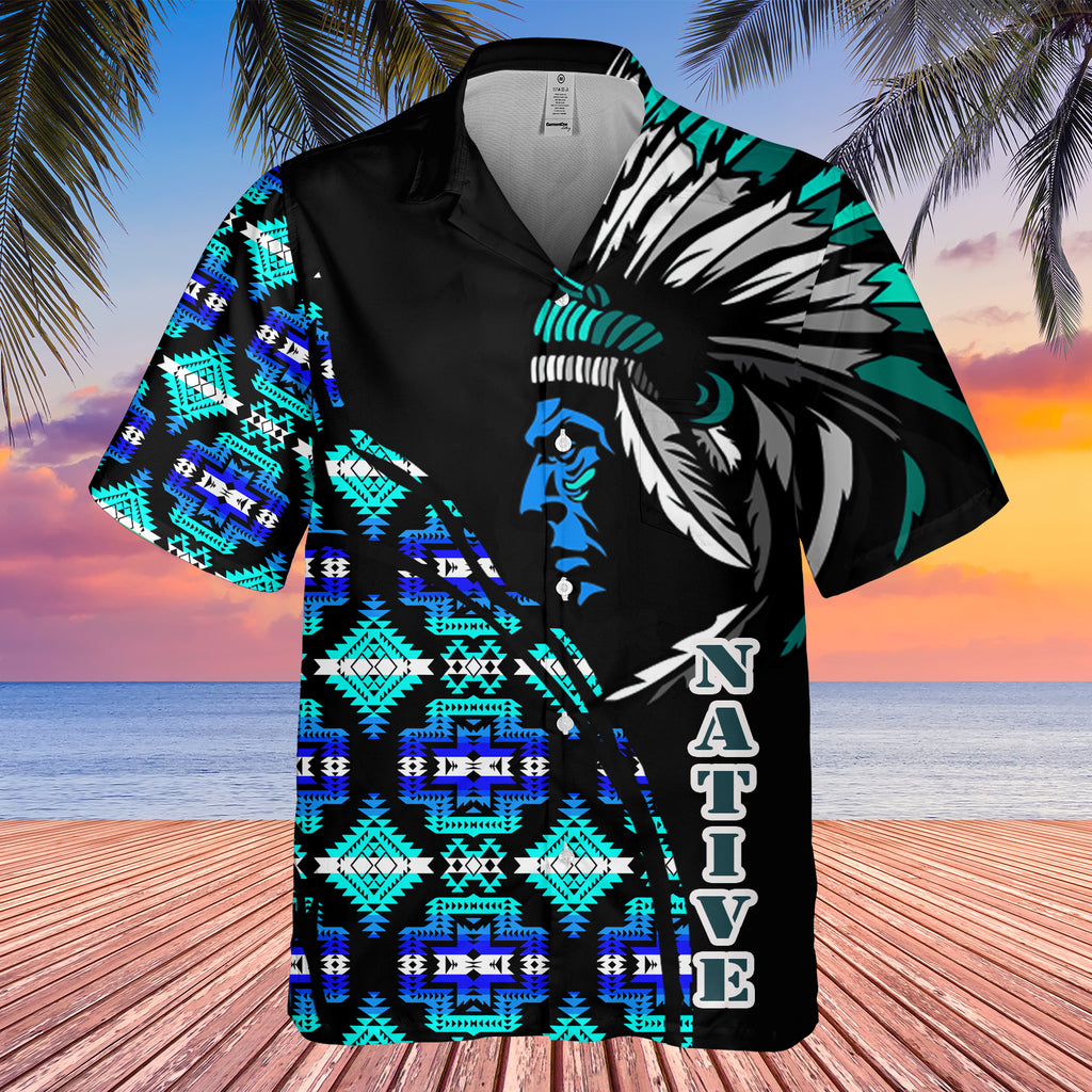 Powwow StoreGBHW000219 Tribe Design Native American Hawaiian Shirt 3D