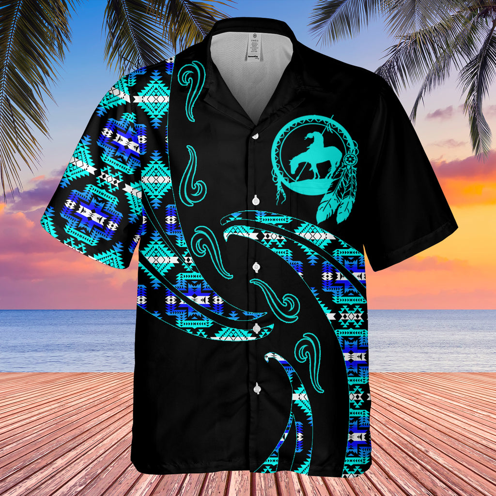 Powwow StoreGBHW001084 Tribe Design Native American Hawaiian Shirt 3D