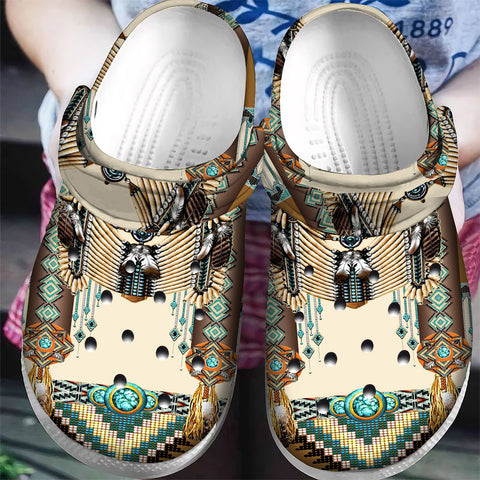 GB-NAT00059 Pattern Native American  Crocs Clogs Shoes
