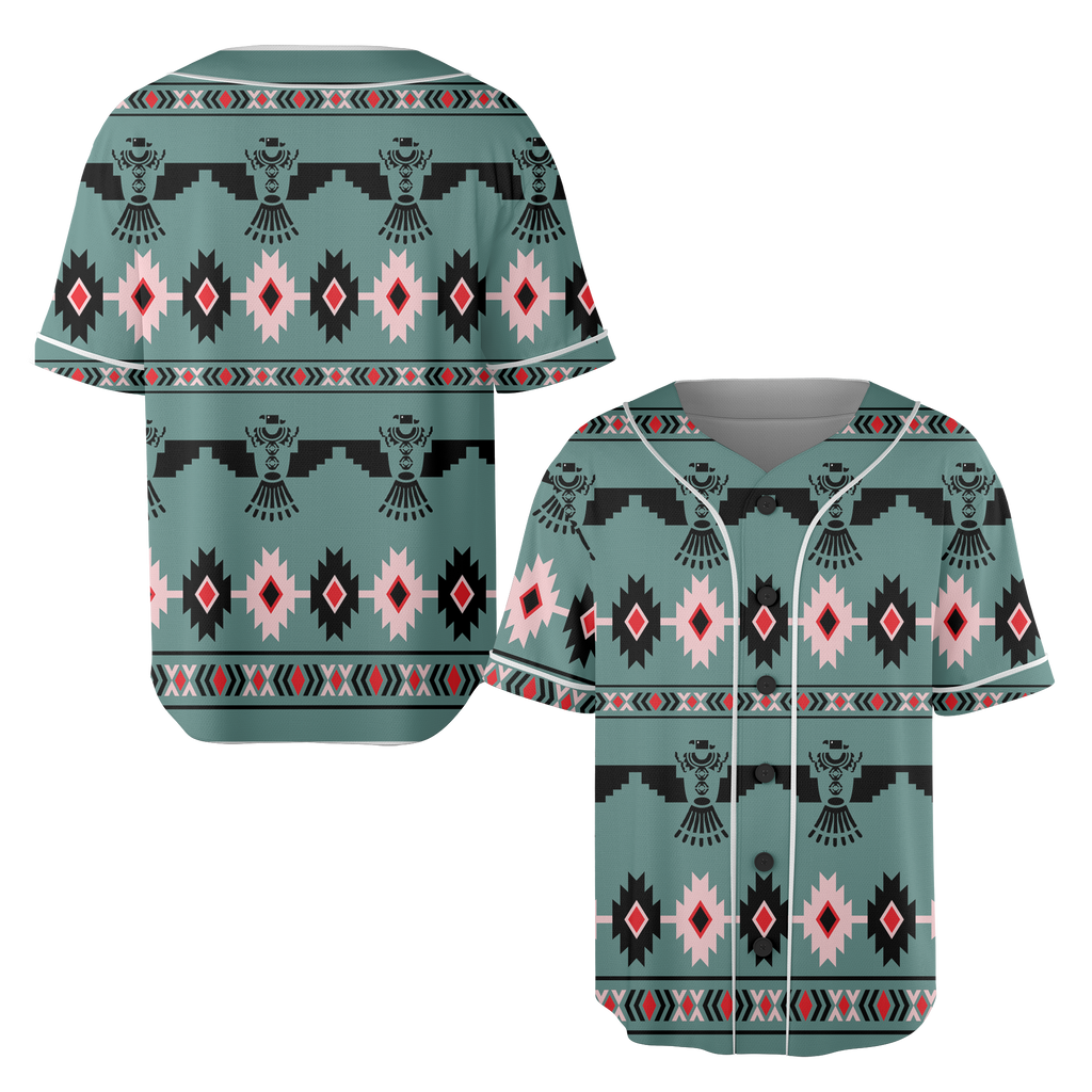 Powwow StoreGBNAT00312 Pattern Native Baseball Jersey