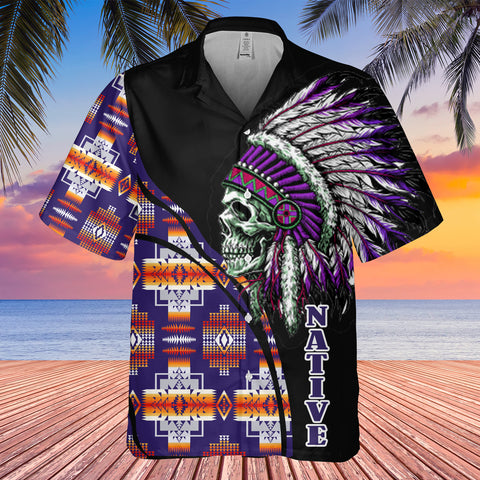 Powwow StoreGBHW000250 Tribe Design Native American Hawaiian Shirt 3D