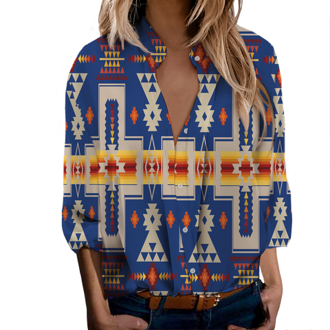 Powwow StoreGBNAT0006204 Tribe Design Native Women's LongSleeved Shirts