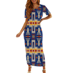 Powwow StoreGBNAT0006204  Pattern Native Guinea Style Maxi Dress Set