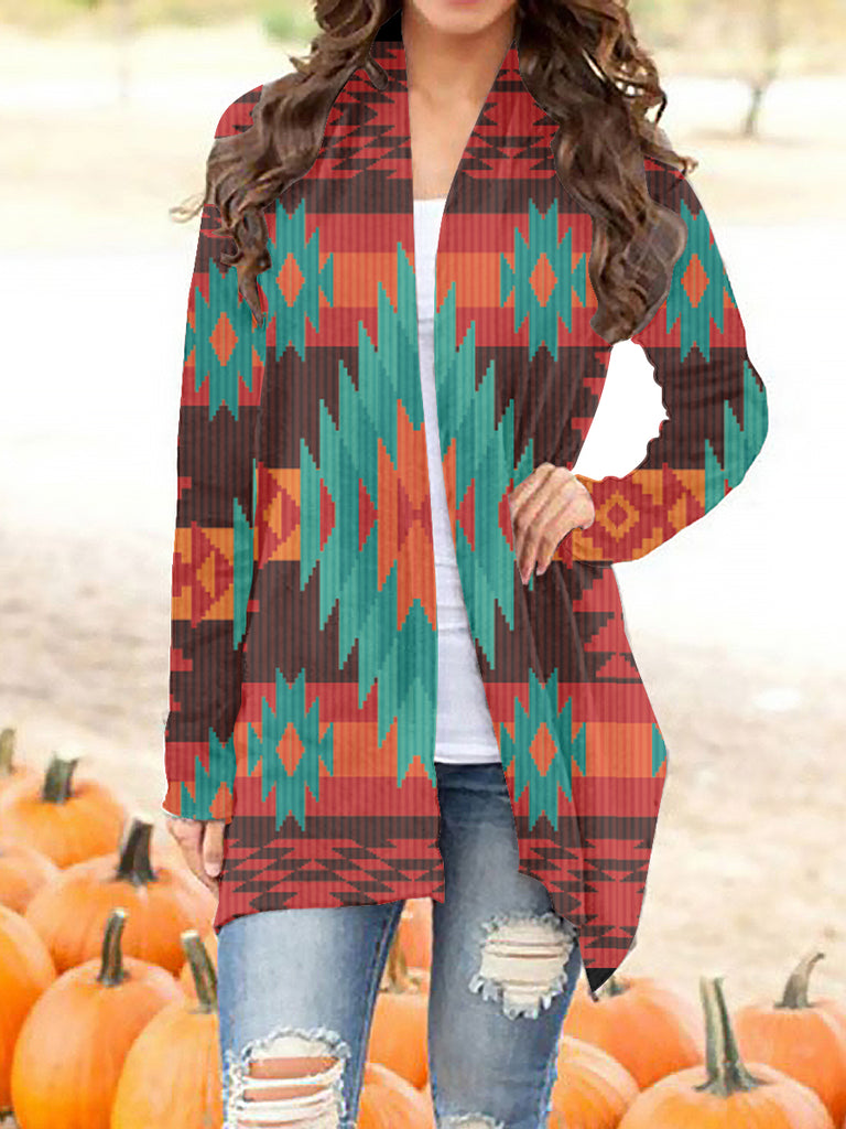 Powwow StoreGBNAT00611 Tribe Design Native Women's Cardigan With Long Sleeve