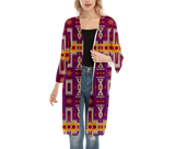 GB-NAT00062-07 Patern Native Women's V-neck Mesh Cardigan