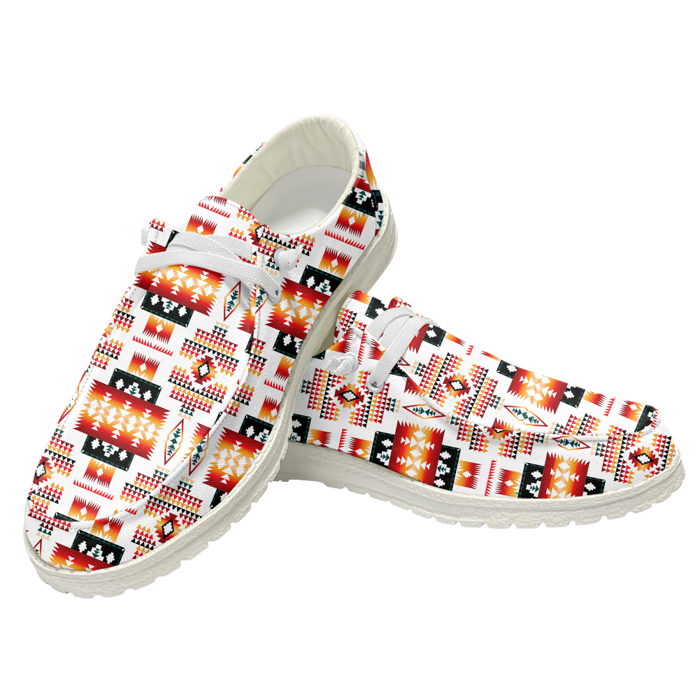 Powwow StoreGBNAT00075 Pattern Native Lace Up Loafers