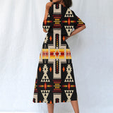 GB-NAT00062-01 Pattern Native Women's Elastic Waist Dress