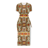 Powwow StoreGBNAT0006210 Pattern Native Women's Slit Sheath Dress