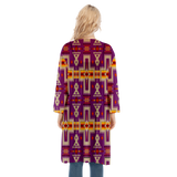 GB-NAT00062-07 Patern Native Women's V-neck Mesh Cardigan