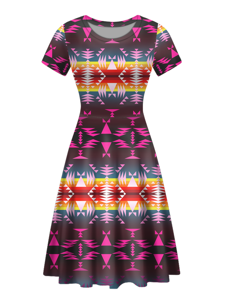 Powwow StoreGBNAT00653  Native Tribes Pattern Round Neck Dress