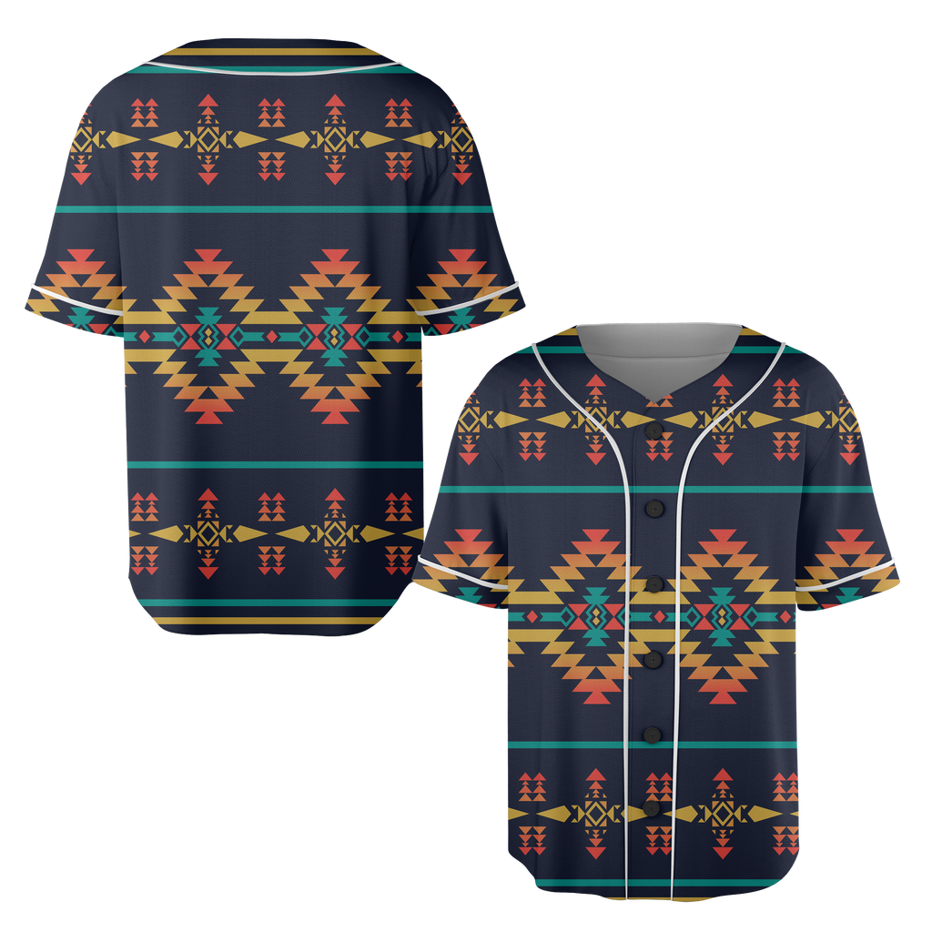 Powwow StoreGBNAT00325 Pattern Native Baseball Jersey