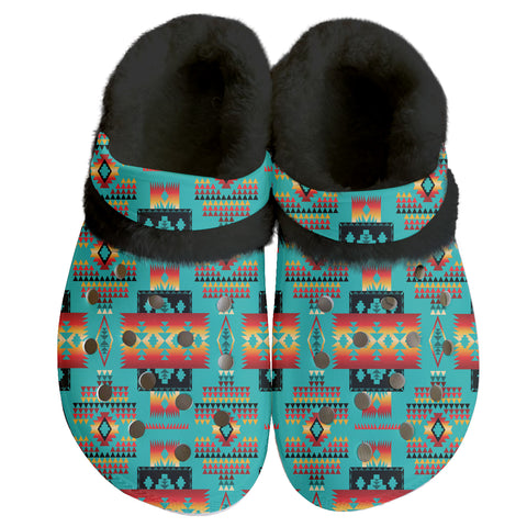 GB-NAT00046-01 Pattern Native American   Classic Clogs with Fleece Shoes