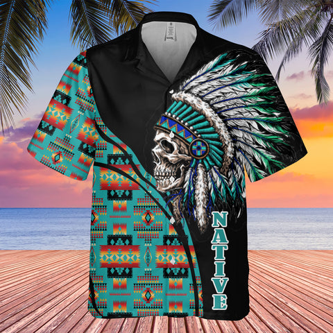 Powwow StoreGBHW000247 Tribe Design Native American Hawaiian Shirt 3D