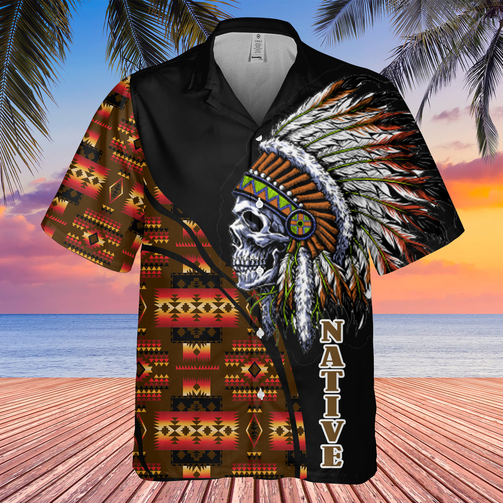 Powwow StoreGBHW000246 Tribe Design Native American Hawaiian Shirt 3D