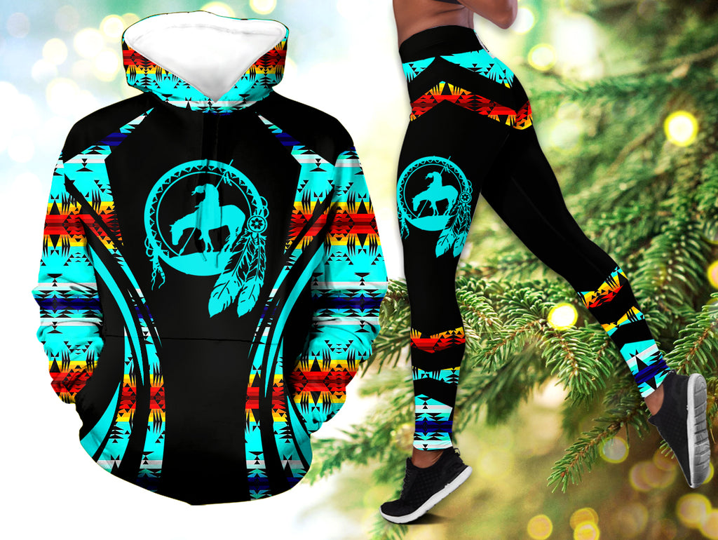 Powwow StoreHLS00703 Pattern Native 3D Hoodie Legging Set