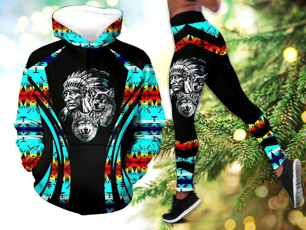 Powwow StoreHLS00704 Pattern Native 3D Hoodie Legging Set