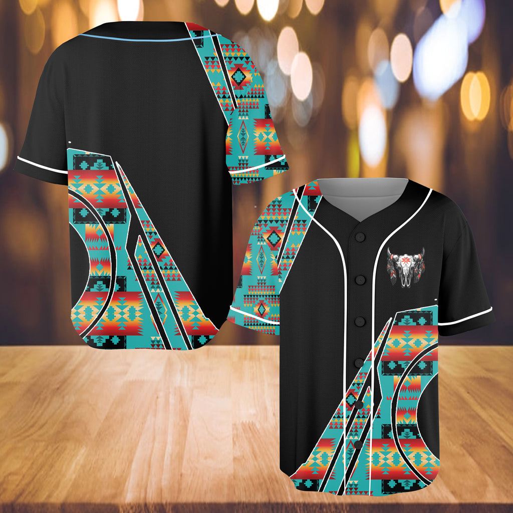 Powwow StoreBJ00039 Pattern Native Baseball Jersey