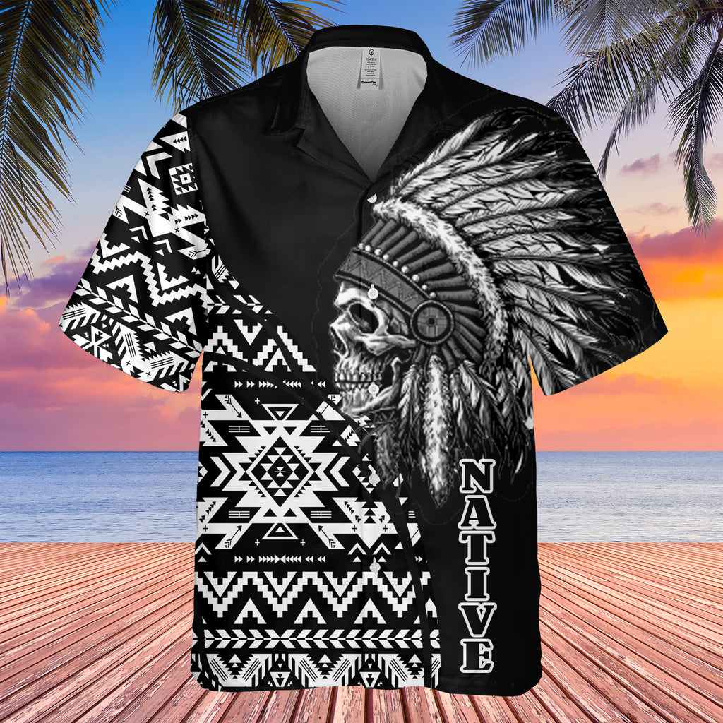 Powwow StoreGBHW000244 Tribe Design Native American Hawaiian Shirt 3D