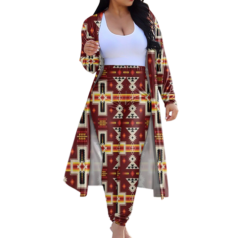 CLP0005 Tribe Design Native American Cardigan Coat Long Pant Set
