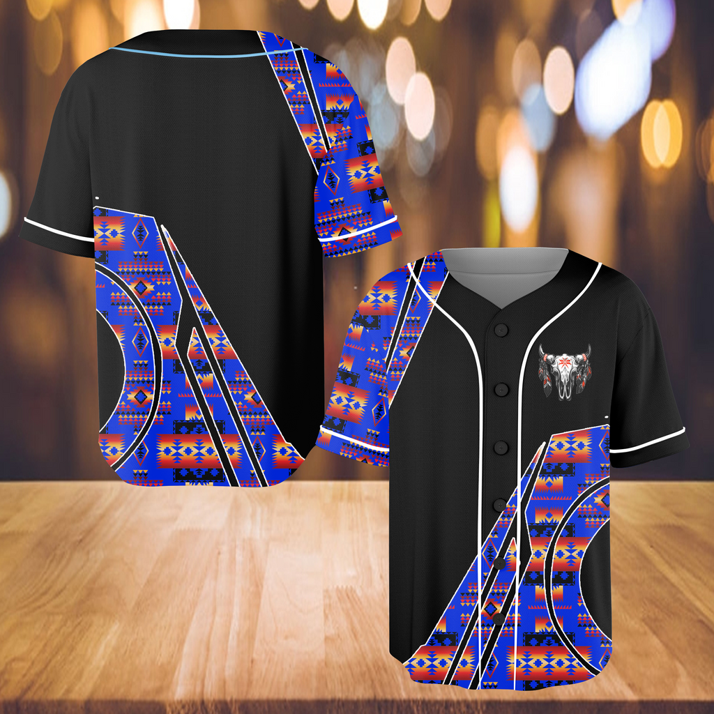 Powwow StoreBJ00040 Pattern Native Baseball Jersey