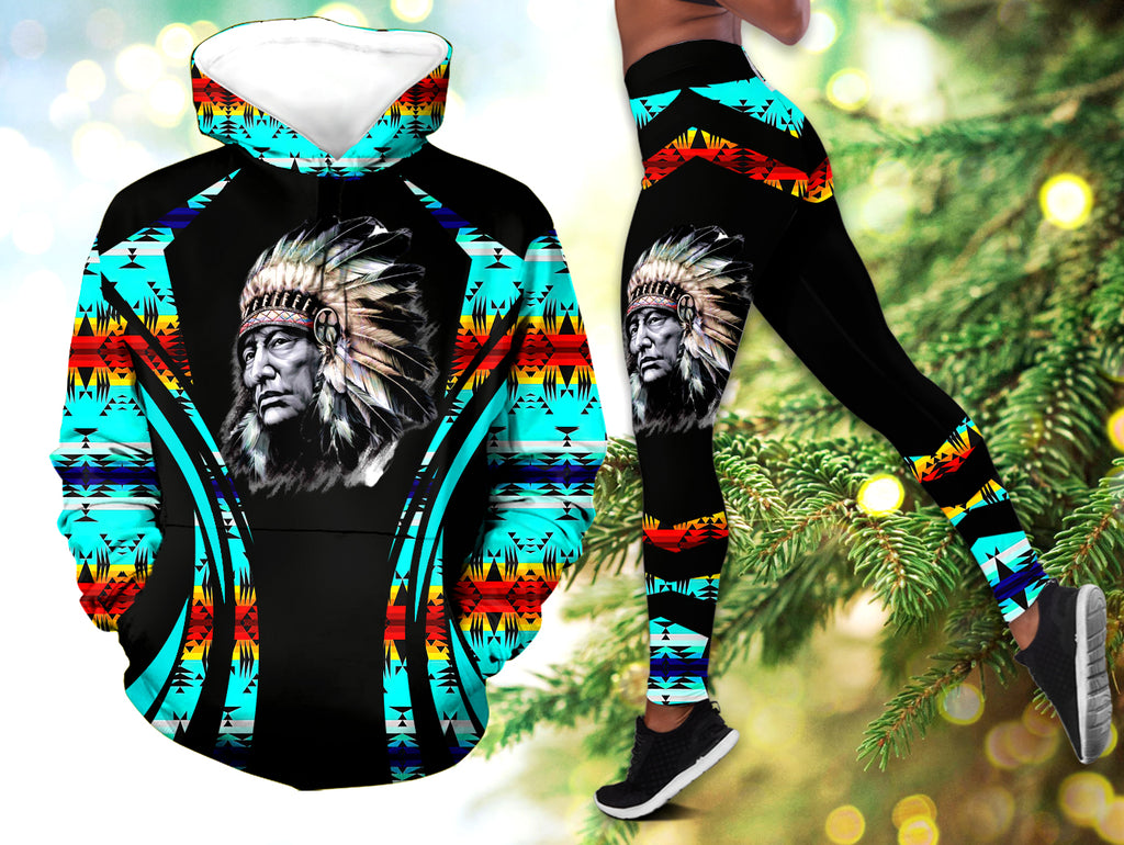 Powwow StoreHLS00705 Pattern Native 3D Hoodie Legging Set