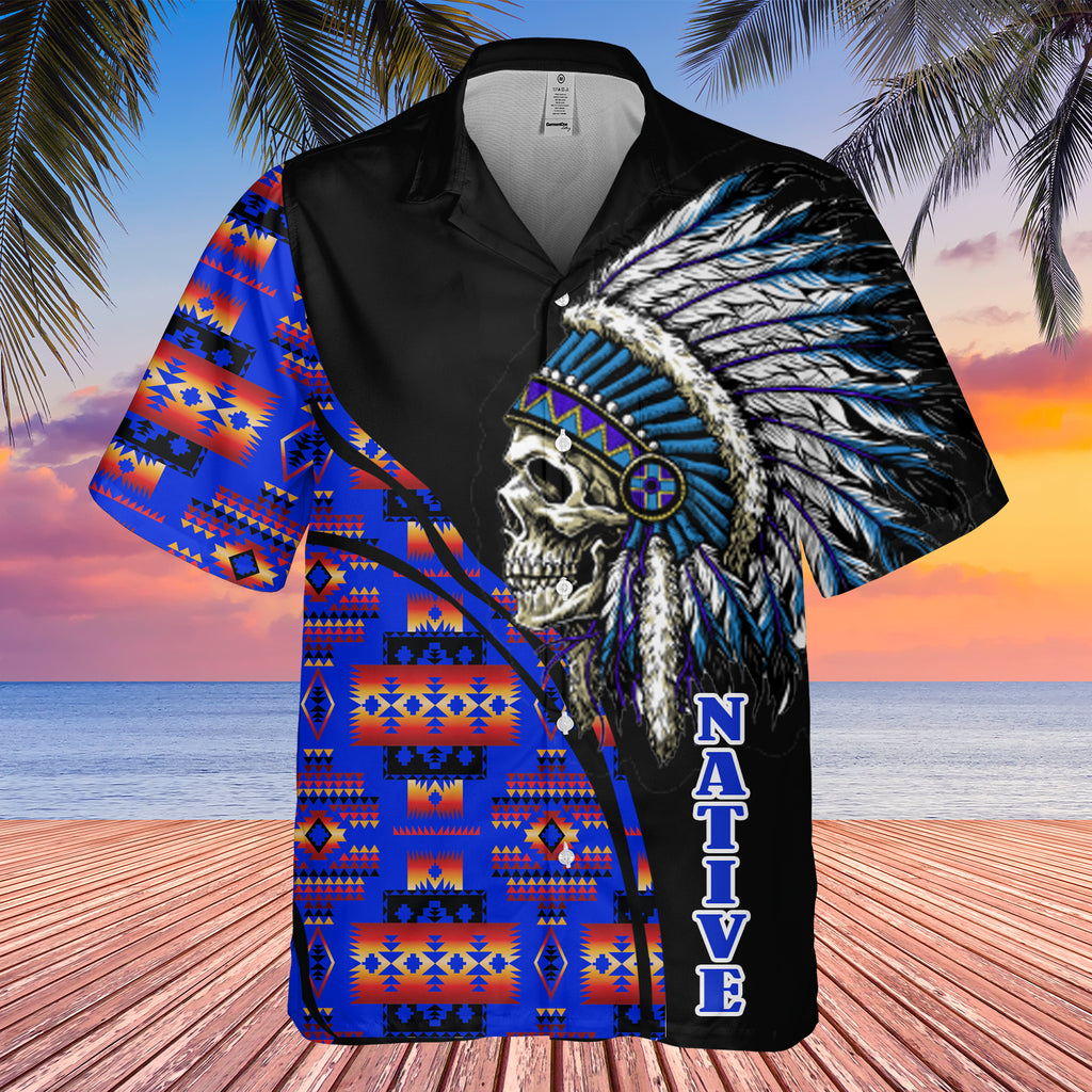 Powwow StoreGBHW000243 Tribe Design Native American Hawaiian Shirt 3D