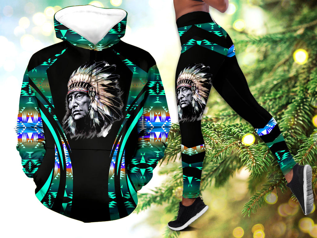 Powwow StoreHLS00705 Pattern Native 3D Hoodie Legging Set