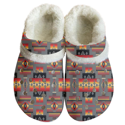 GB-NAT00046-11 Pattern Native American Classic Clogs with Fleece Shoes