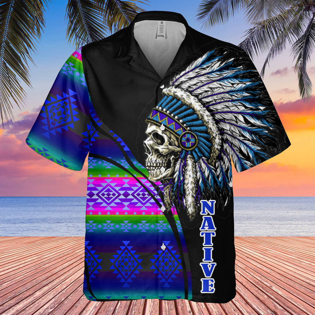 Powwow StoreGBHW000242 Tribe Design Native American Hawaiian Shirt 3D