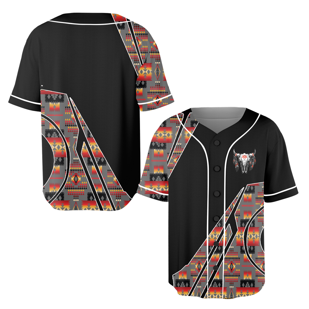 Powwow StoreBJ00042 Pattern Native Baseball Jersey