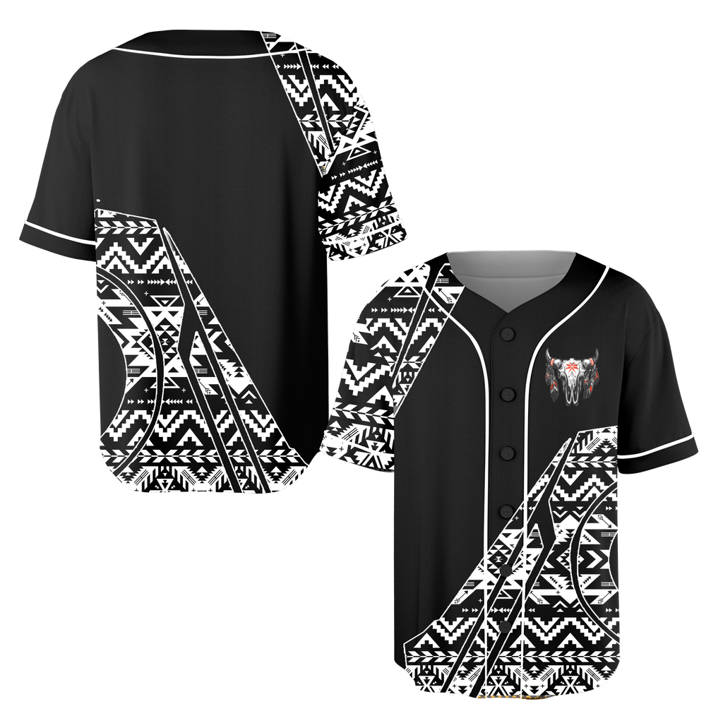 Powwow StoreBJ00043 Pattern Native Baseball Jersey