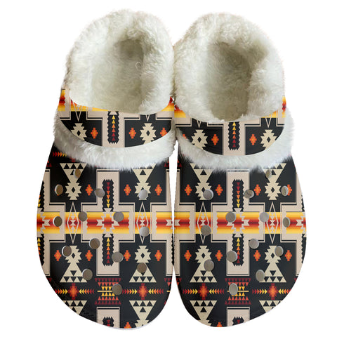 GB-NAT00062-01 Pattern Native American Classic Clogs with Fleece Shoes