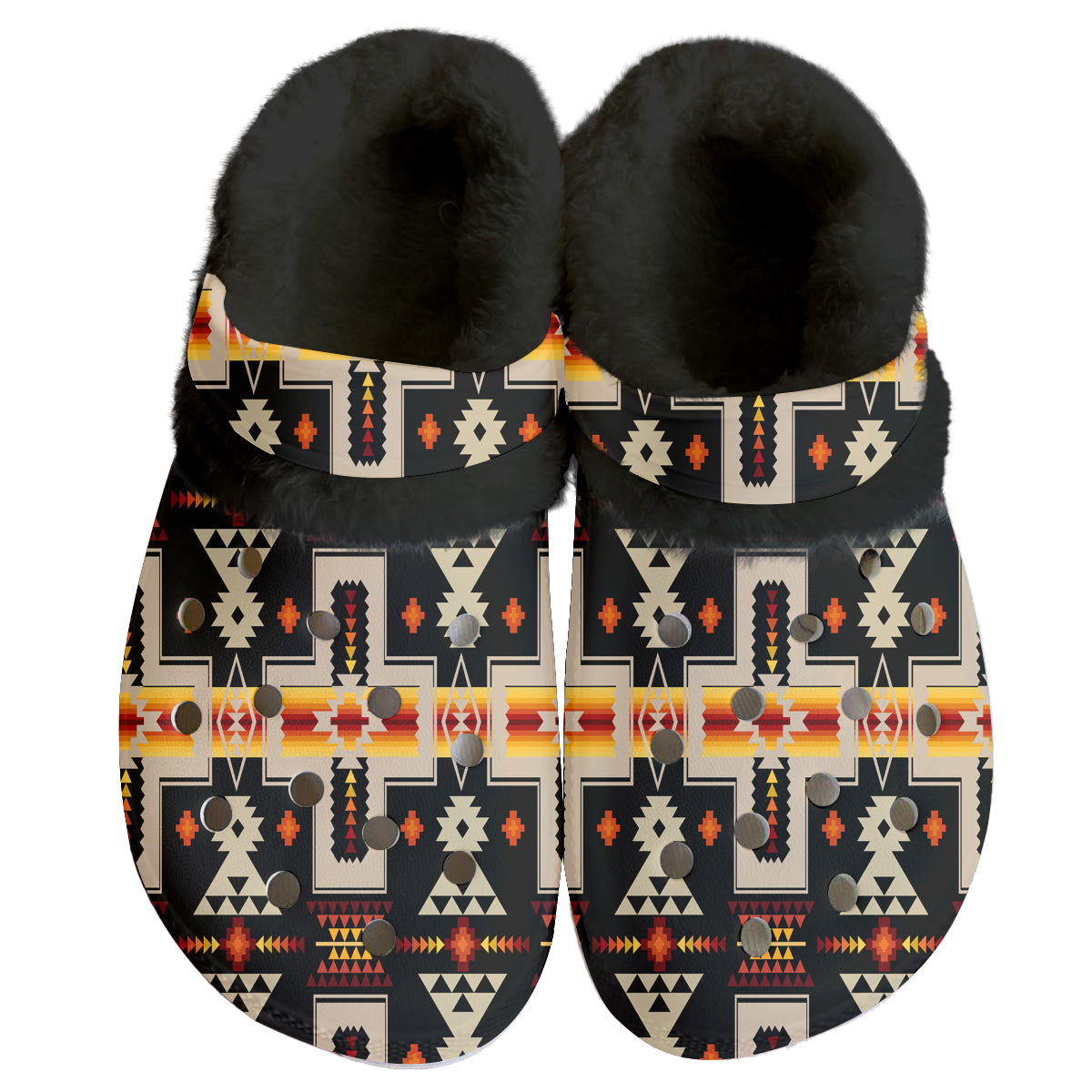 Powwow Storegb nat00062 01 pattern native american classic clogs with fleece shoes