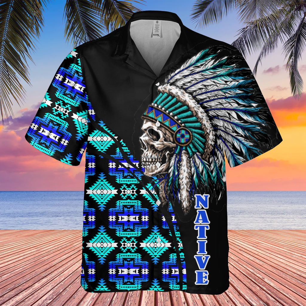 Powwow StoreGBHW000240 Tribe Design Native American Hawaiian Shirt 3D