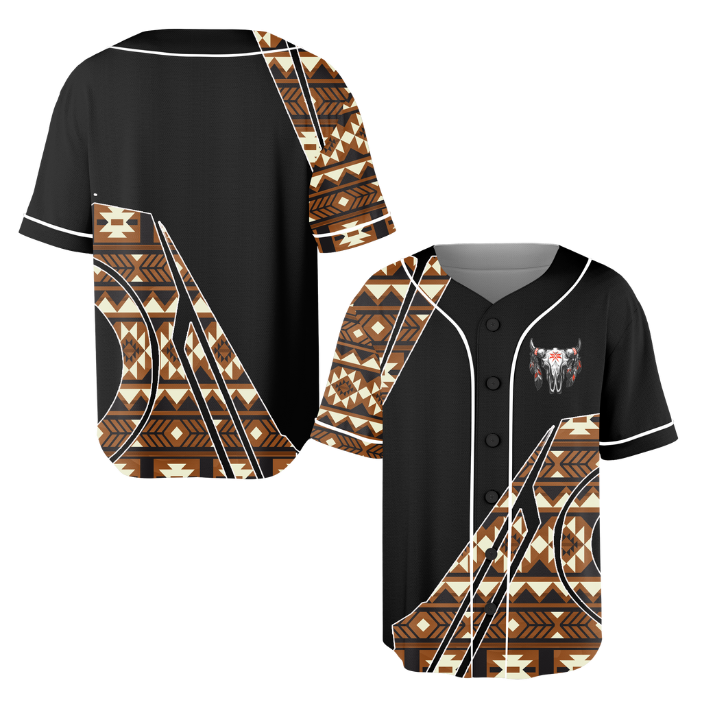 Powwow StoreBJ00044 Pattern Native Baseball Jersey