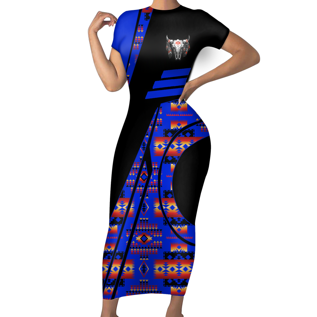 Powwow StoreSBD0068 Pattern Native ShortSleeved Body Dress