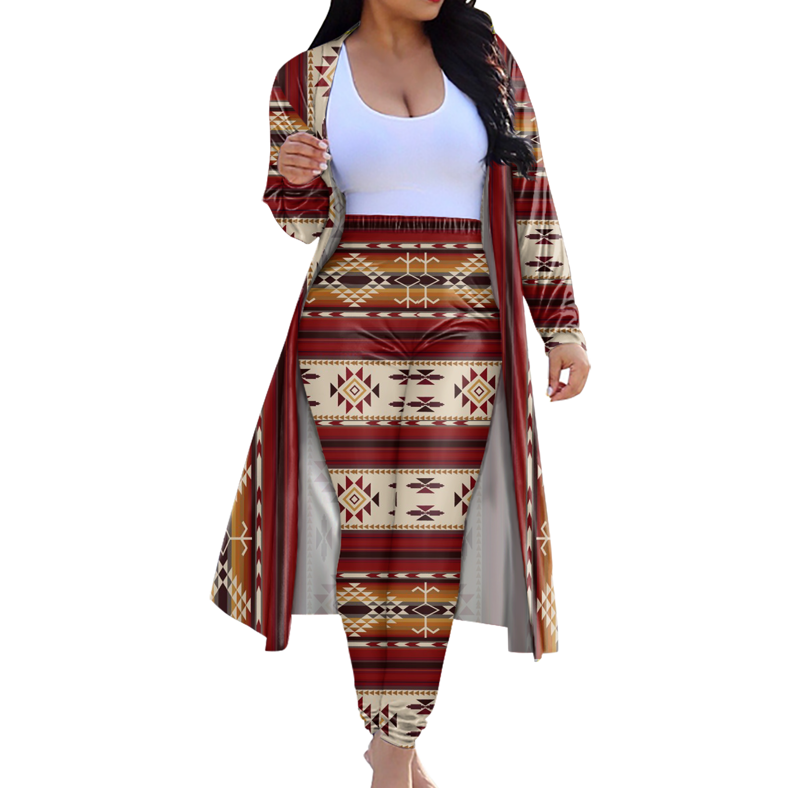 Powwow StoreCLP0009 Tribe Design Native American Cardigan Coat Long Pant Set