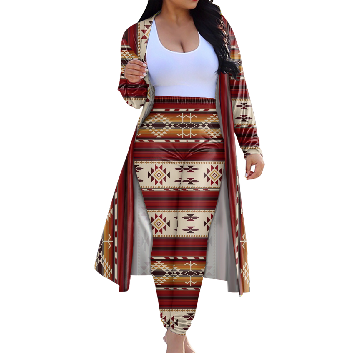 Powwow StoreCLP0009 Tribe Design Native American Cardigan Coat Long Pant Set