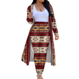 CLP0009 Tribe Design Native American Cardigan Coat Long Pant Set