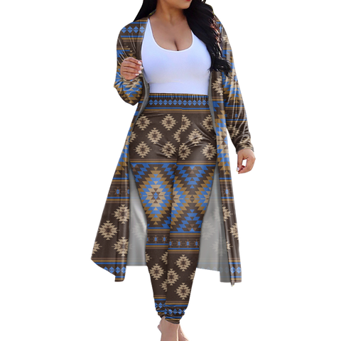 CLP00011 Tribe Design Native American Cardigan Coat Long Pant Set